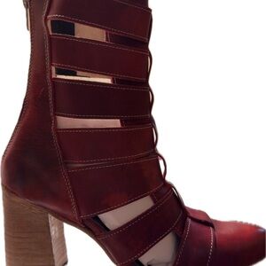Freebird Burgundy Strappy Heeled Boots